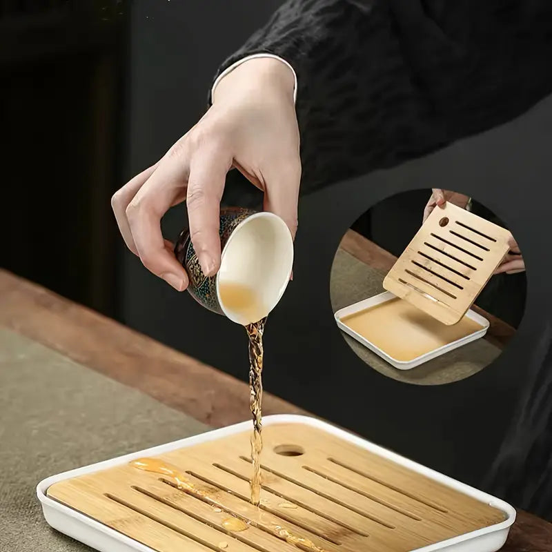 Ensemble de Service à Thé Rétro Rotatif 360° – Portable et Créatif