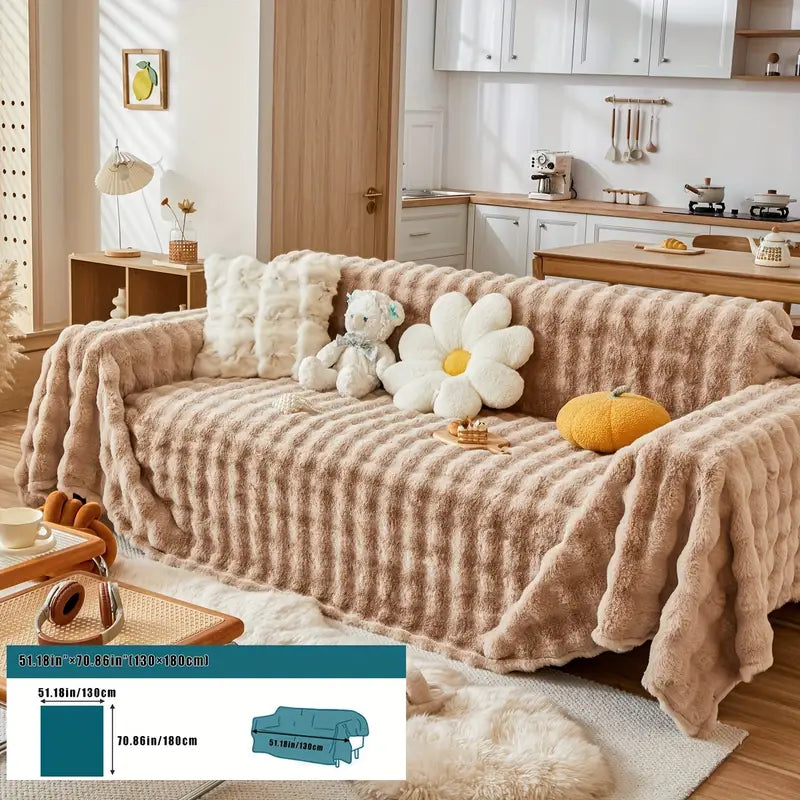 Faux Fur Sofa Cover - Soft and Non-Slip Protection