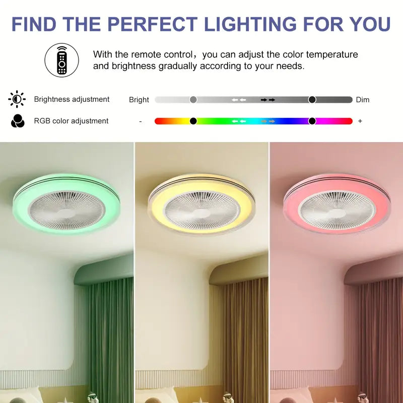 Ventilateur de Plafond Intelligent RGB LED – Effet Ciel Étoilé