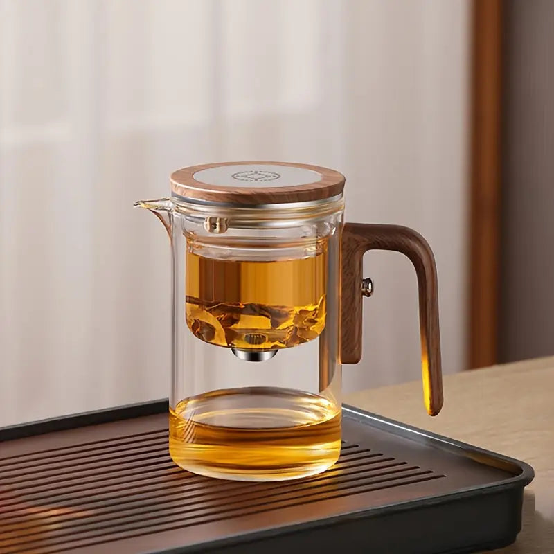 Premium Glass Teapot with Wooden Handle - 600 ml