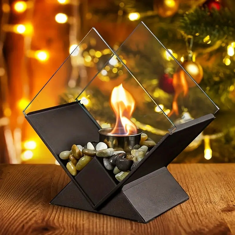 Chauffe-feu à Alcool Vintage en Métal – Design Diamant, Finition Laquée