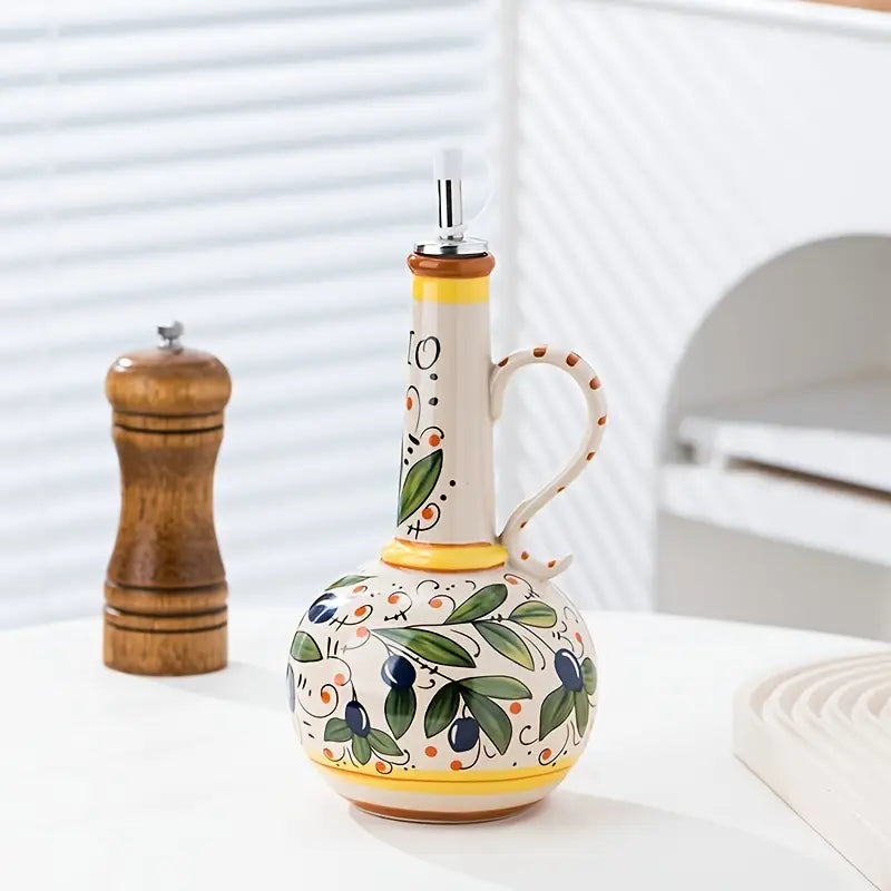 Bouteille d’Huile d’Olive en Céramique Verte