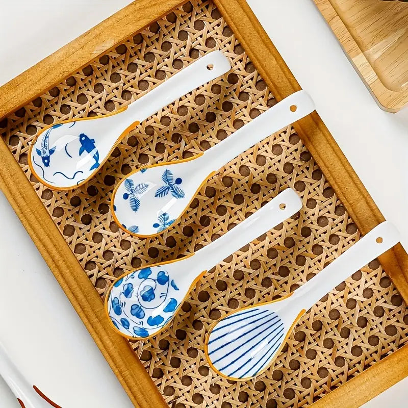 Lot de 8 Cuillères en Céramique Émaillée