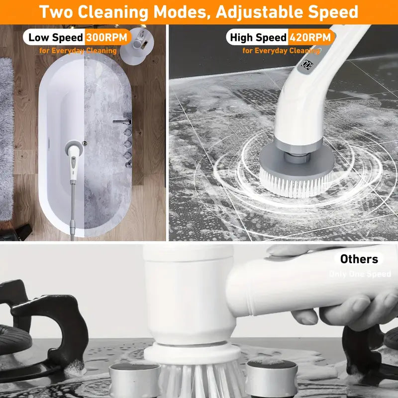 Électrique Spin Scrubber – Brosse de Nettoyage Sans Fil avec Double Vitesse