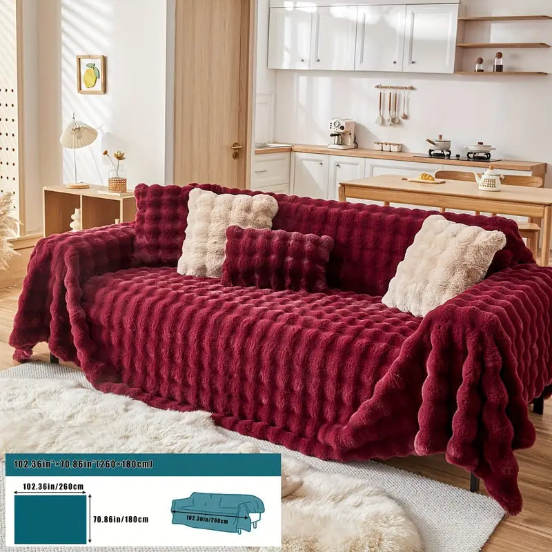 Faux Fur Sofa Cover - Soft and Non-Slip Protection