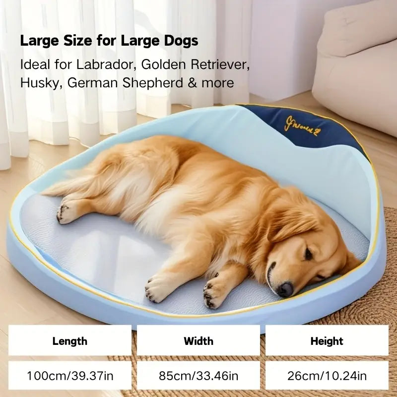 Lit de Refroidissement XL pour Chien – Coussin Respirant avec Tapis en Rotin & Éponge