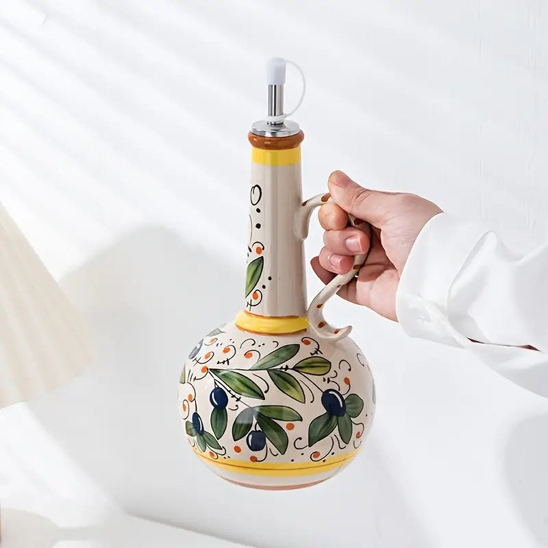 Bouteille d’Huile d’Olive en Céramique Verte