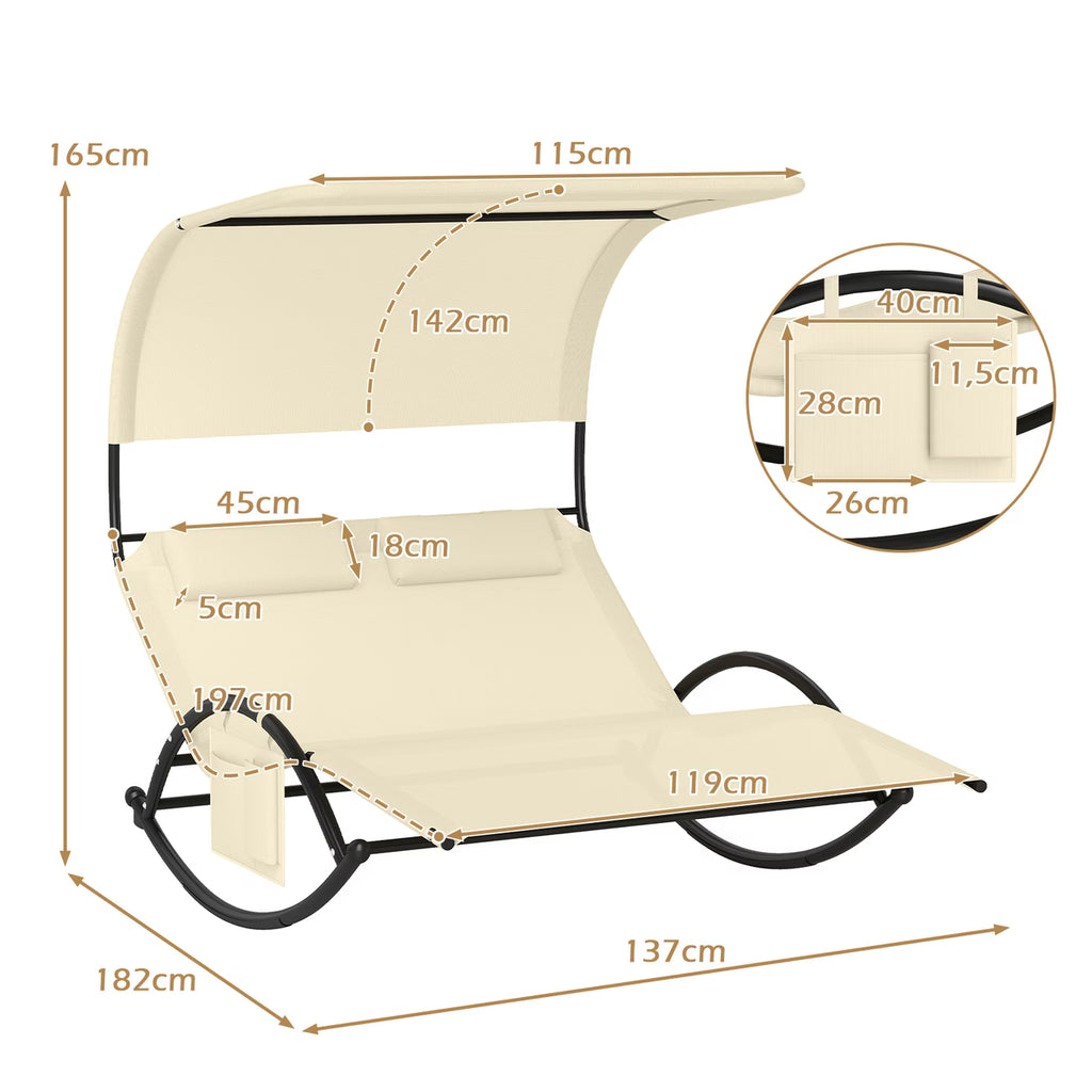 Chaise longue double à bascule avec auvent (Copie)