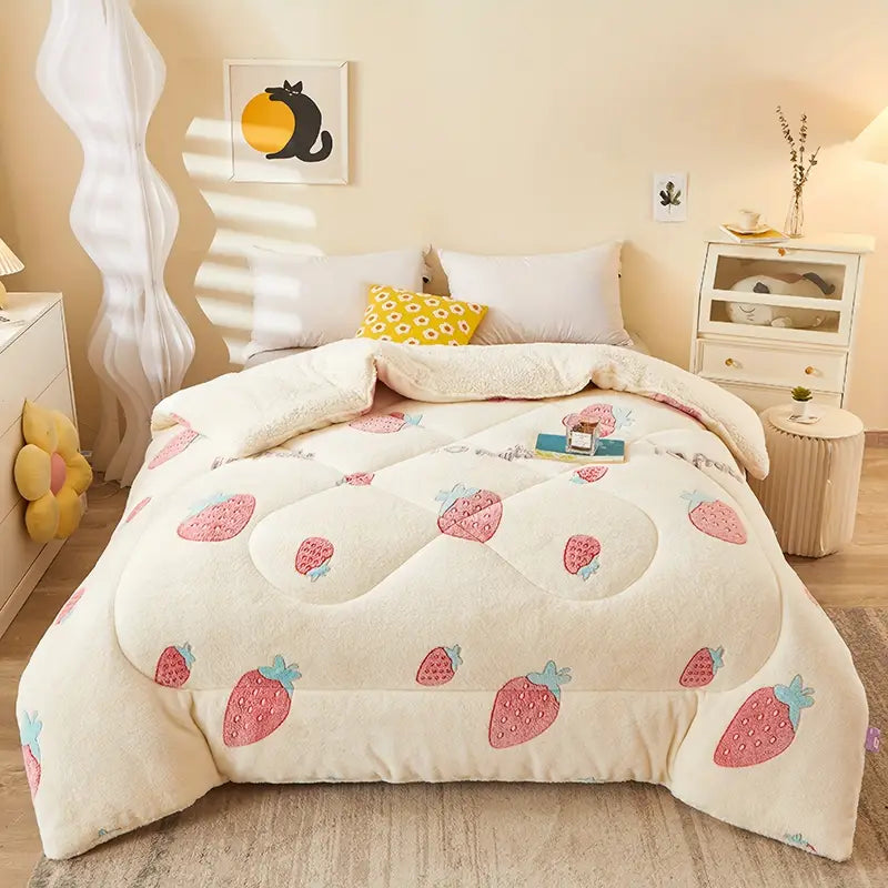 Couette en Polaire Imprimée de Fleurs – Douce et Confortable – Literie Toutes Saisons
