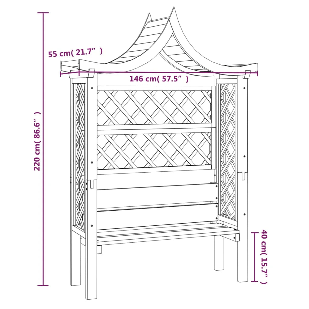 Pergola de Jardin avec Toit et Banc – Bois de Pin Imprégné