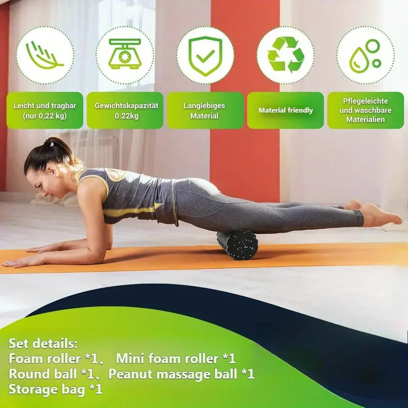 Ensemble de 4 Rouleaux de Yoga en Mousse – Soulagement Musculaire