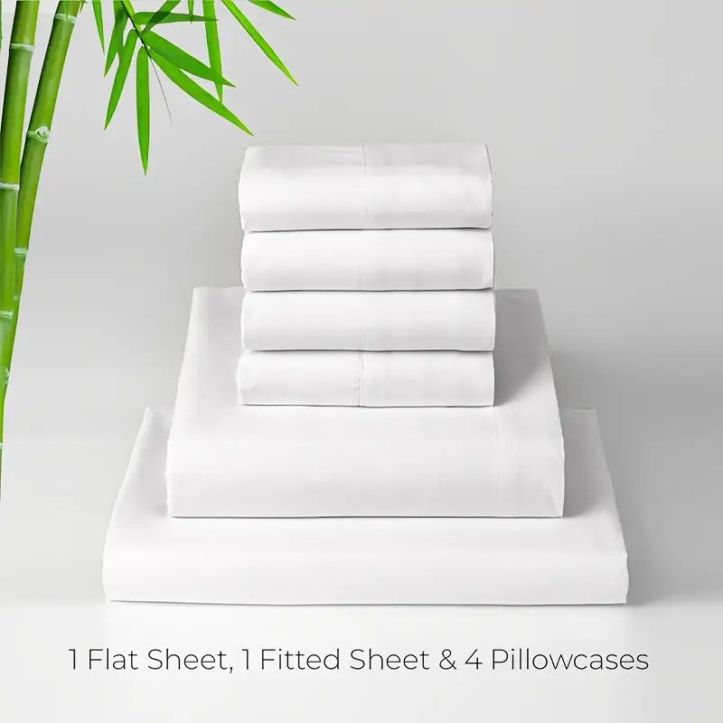 Ensemble de Literie de Refroidissement d'Été 6 Pièces en Fibre de Bambou et Microfibre