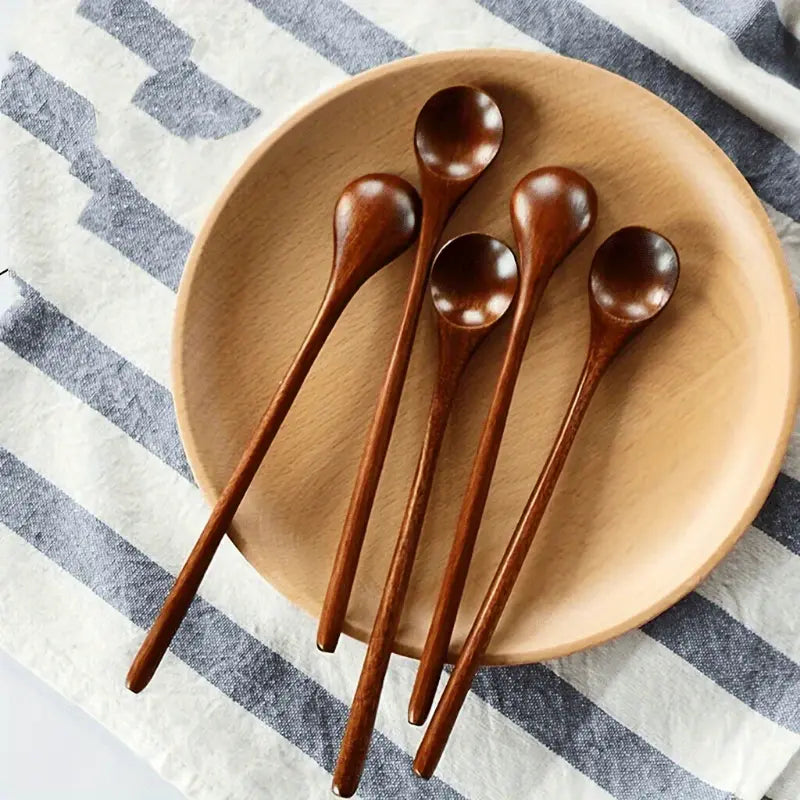 Lot de 5 Cuillères à Soupe en Bois -Cuisine Quotidienne