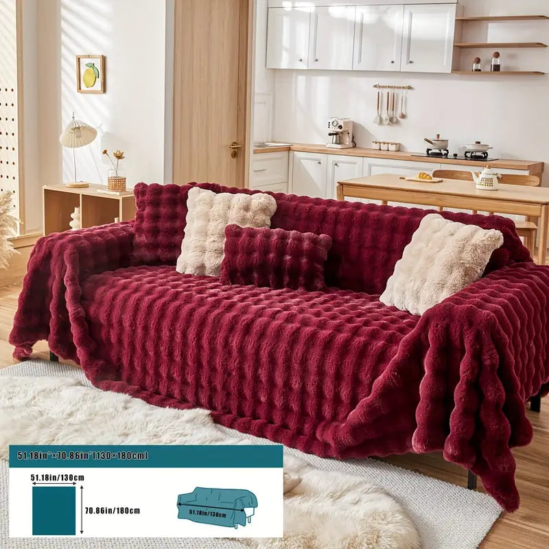 Faux Fur Sofa Cover - Soft and Non-Slip Protection