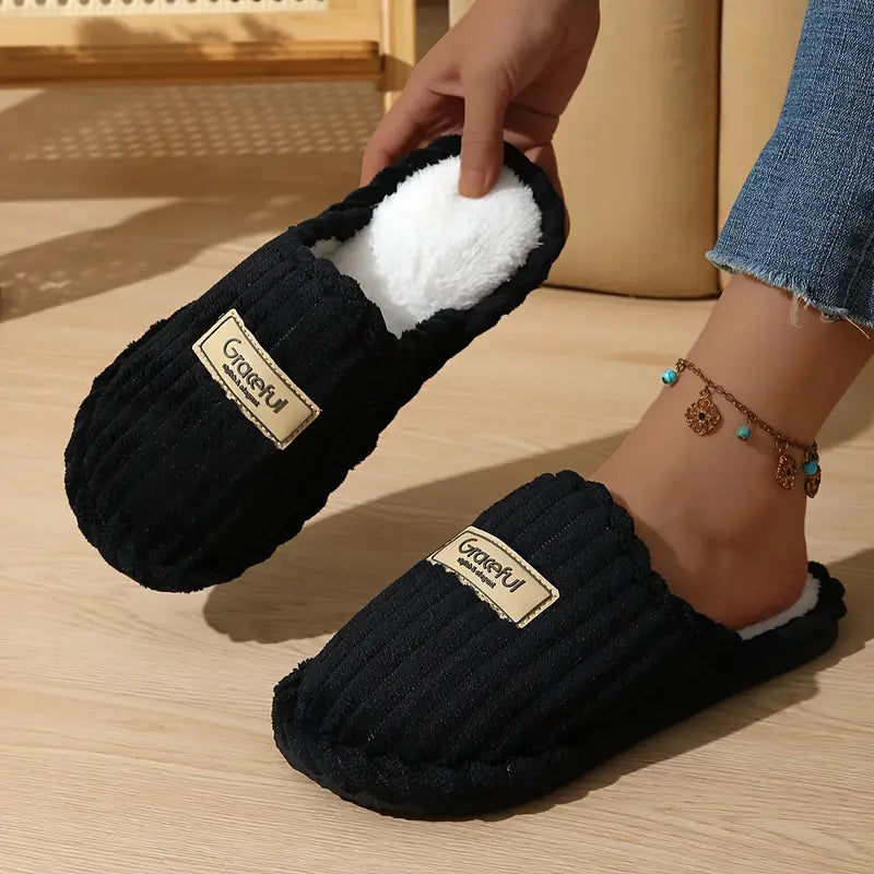 Chaussons Élégants à Rayures Verticales pour Femmes