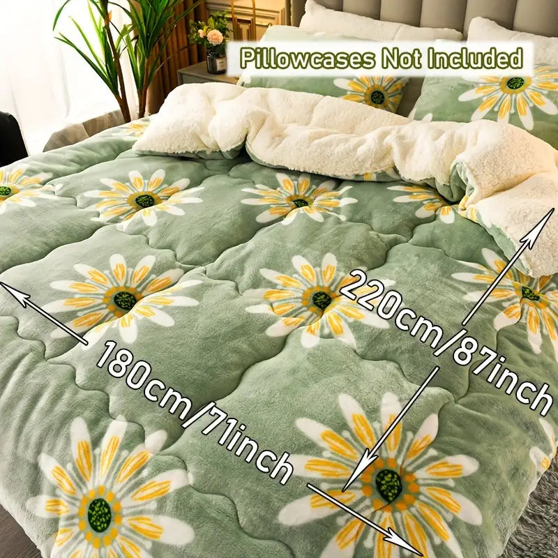 Couette d’Hiver en Polaire Lait Florale – Chaude & Douce