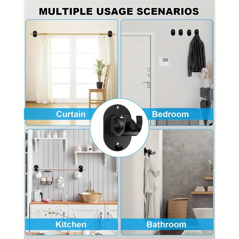 Supports de Tringle de Rideau Sans Perçage – Clips de Montage Auto-Adhésifs