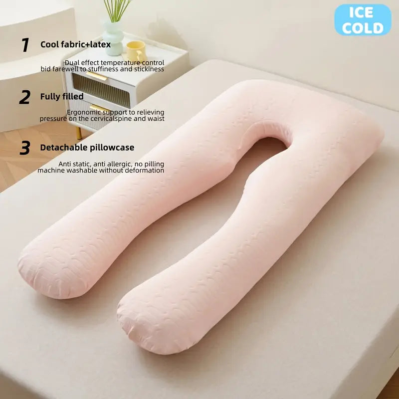 Oreiller de Grossesse en Forme U – Confort, Soutien & Fraîcheur Totale