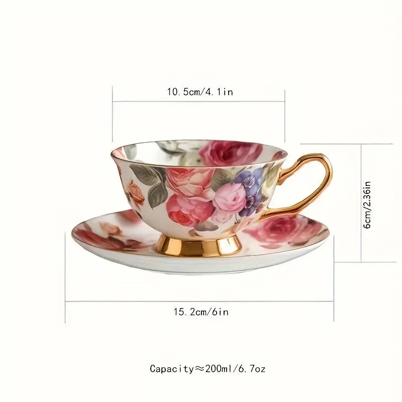 Ensemble Tasse à Thé & Soucoupe en Porcelaine d’Os