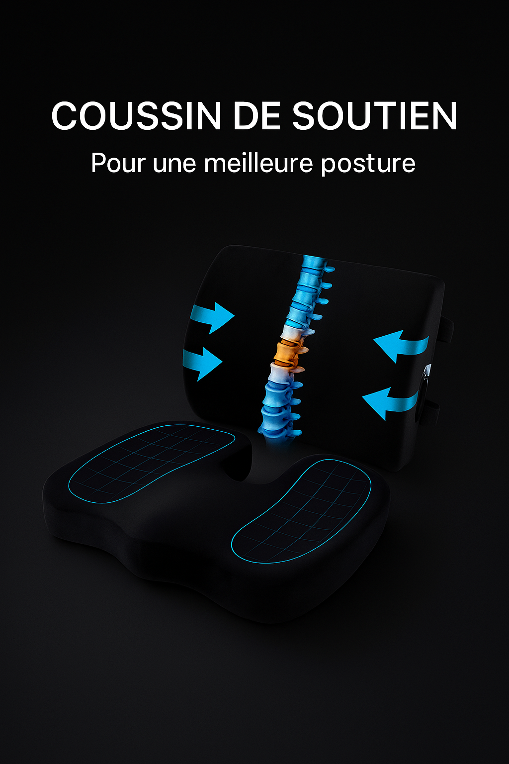 Coussin Orthopédique Coccyx et Oreiller de Soutien Lombaire