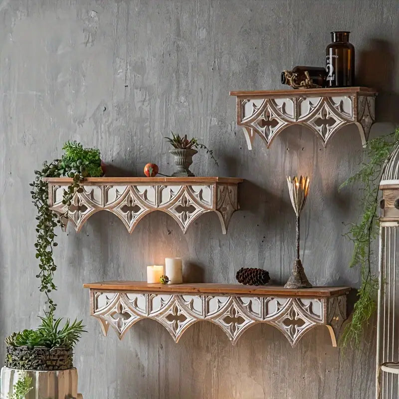 Étagère Murale Vintage en Bois
