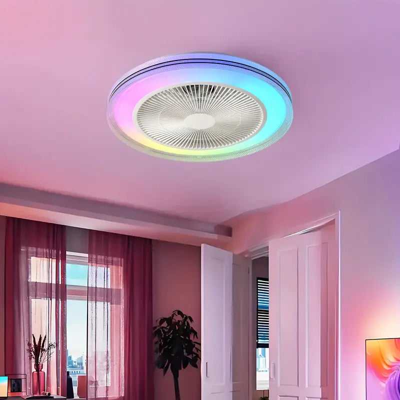 Ventilateur de Plafond Intelligent RGB LED – Effet Ciel Étoilé