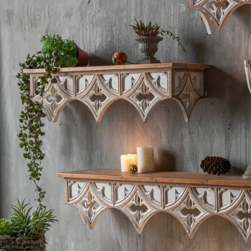 Étagère Murale Vintage en Bois