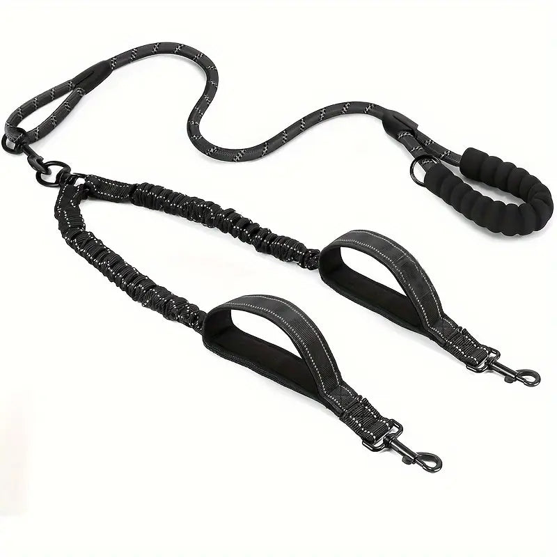 Laisse de Promenade Double Réfléchissante – Confort & Sécurité pour Deux Chiens