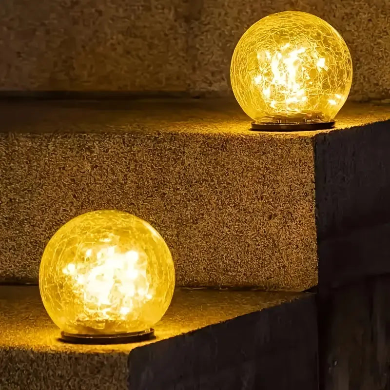 Lumières Solaires LED d’Extérieur avec Boule Craquelée