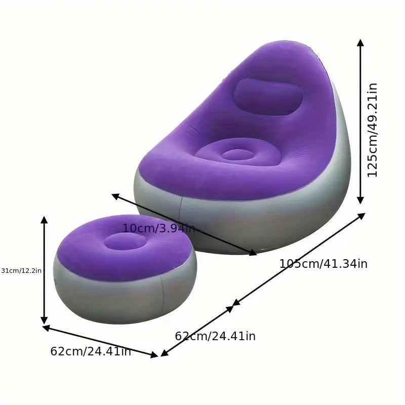 Chaise Longue Gonflable Pliable avec Dossier Confortable