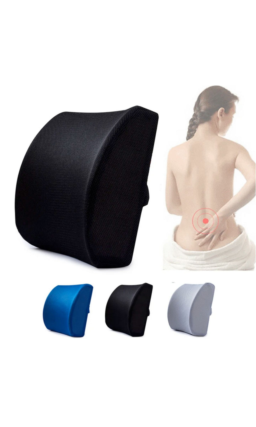 Memory Foam Car Lumbar Support Cushion