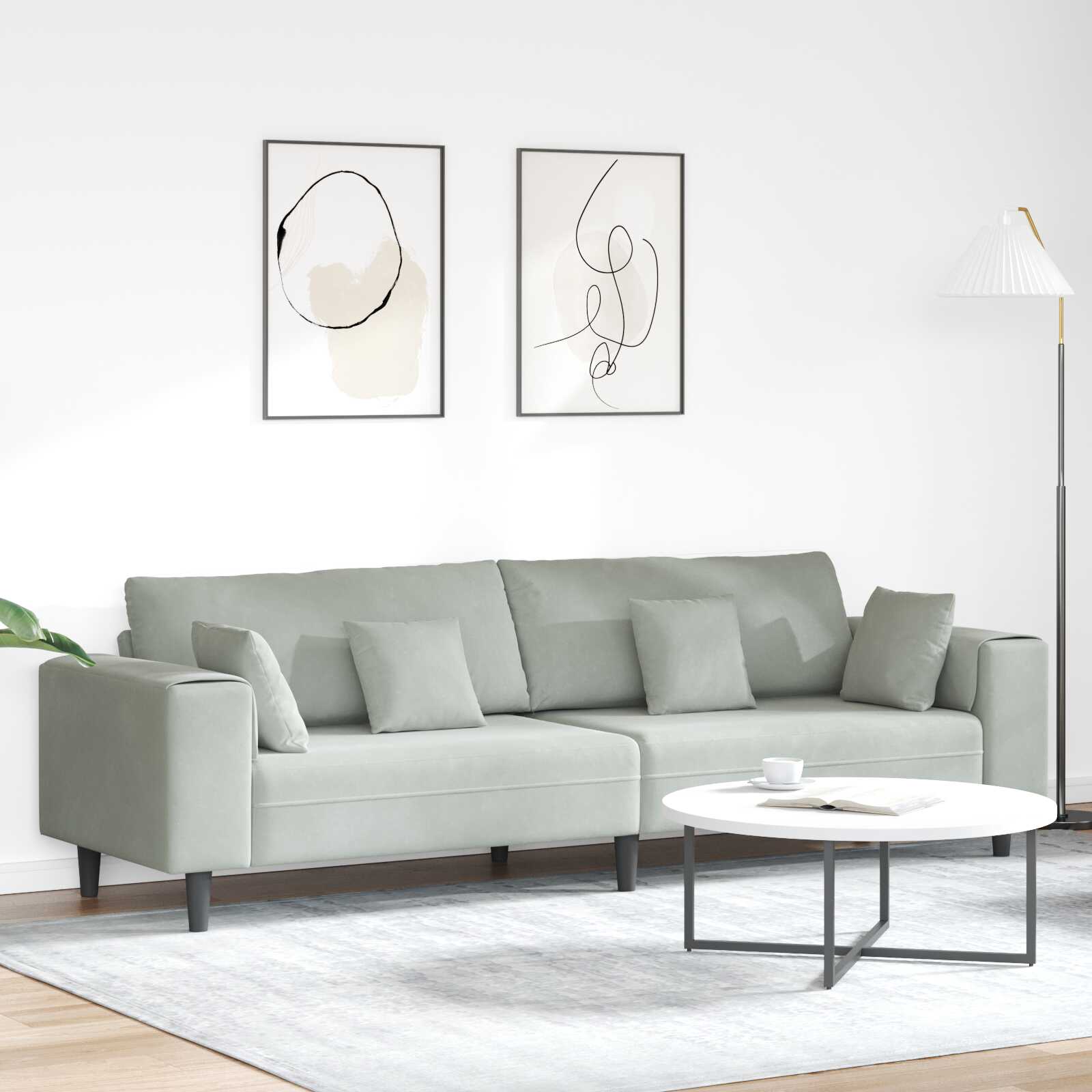 Canapé en Velours avec Coussins – Élégance Moderne & Confort Inégalé