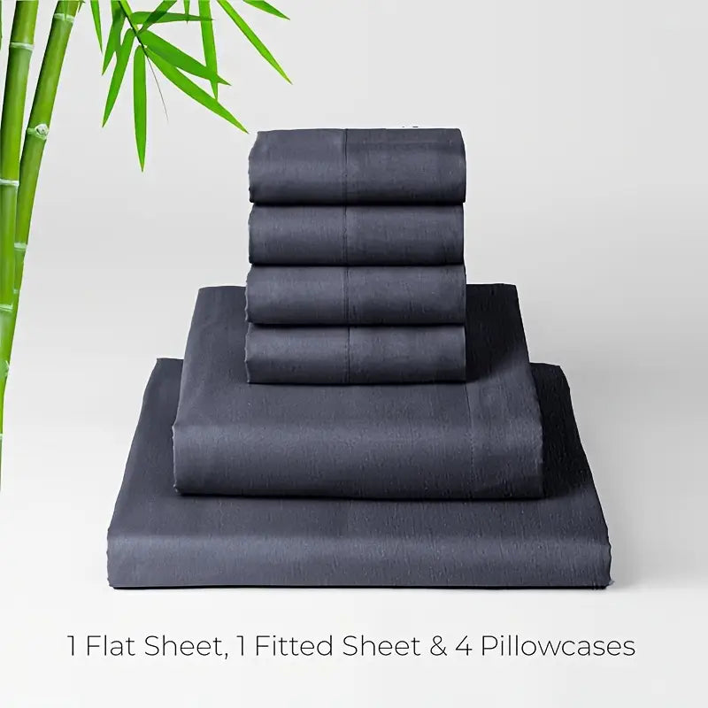 Ensemble de Literie de Refroidissement d'Été 6 Pièces en Fibre de Bambou et Microfibre