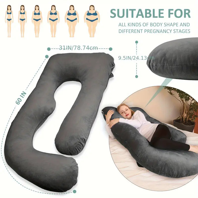 Oreiller de Grossesse 150 cm – Grand Oreiller de Corps avec Housse Amovible