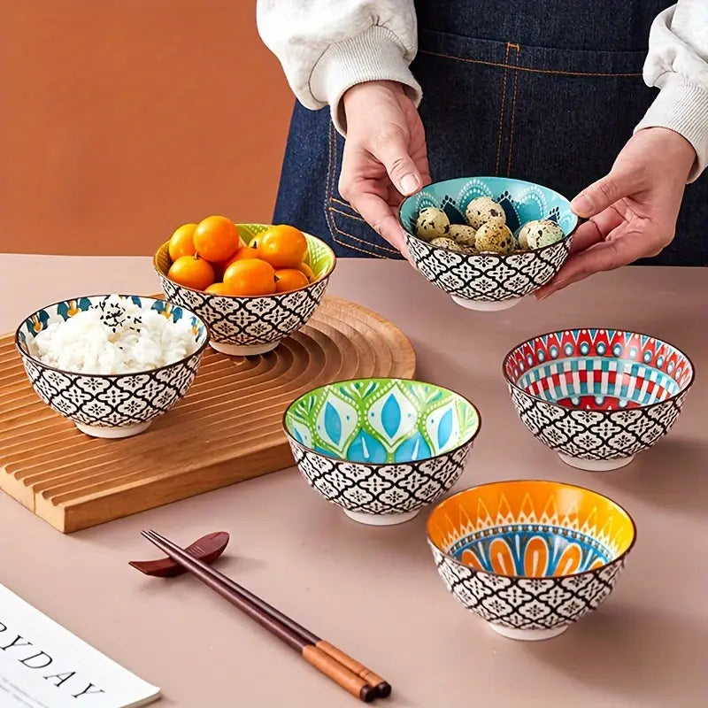Lot de 6 Bols Bohèmes en Céramique – Design Élégant & Multifonctionnel