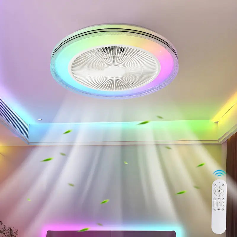 Ventilateur de Plafond Intelligent RGB LED – Effet Ciel Étoilé