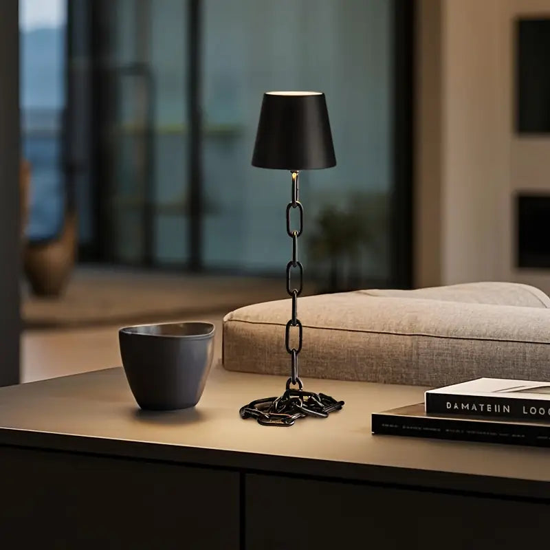 Lampe de Table Industrielle Rétro avec Chaîne – Tactile, Rechargeable USB
