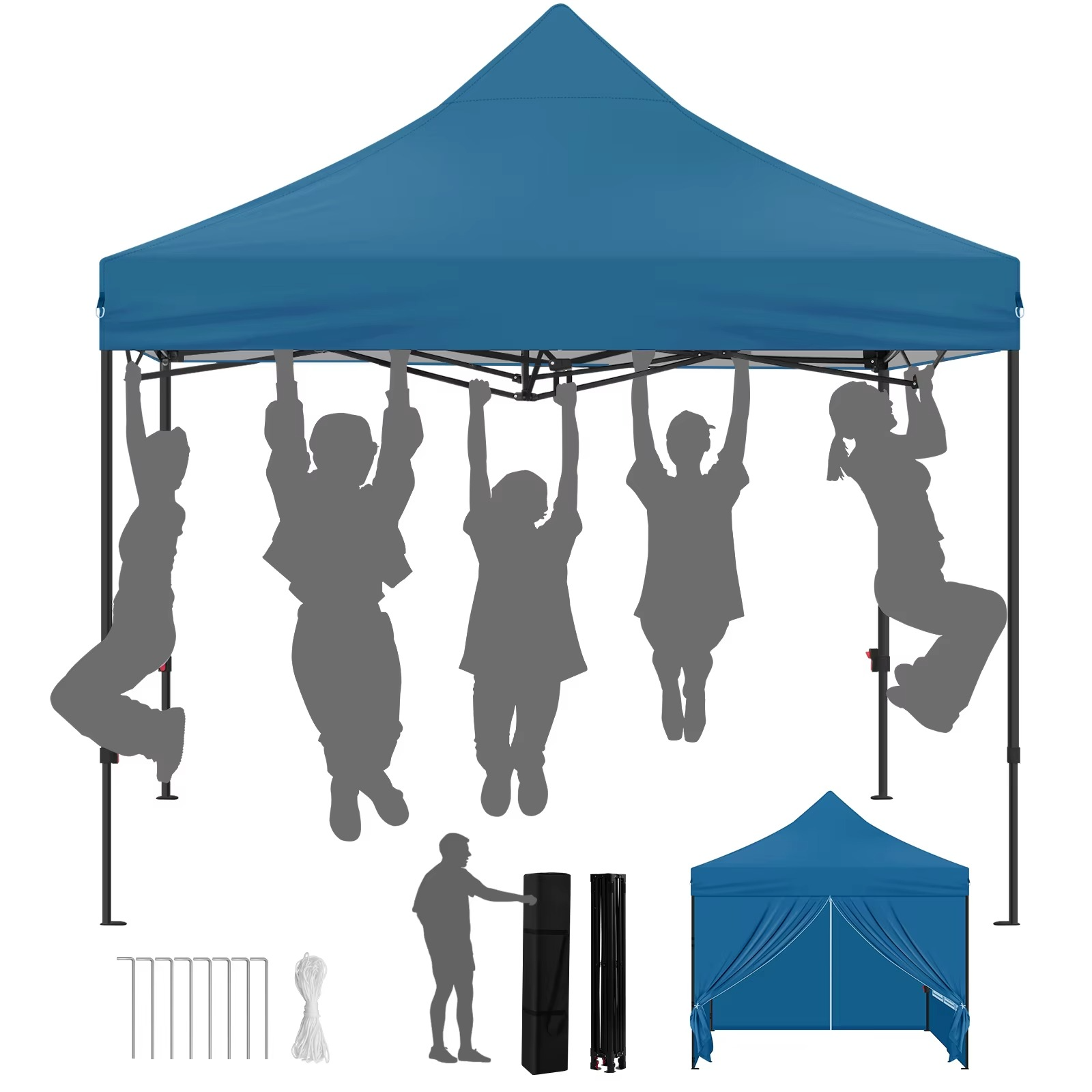 Tente de Fête Étanche et Résistante aux UV avec Pergola Réglable en Hauteur et 4 Parois Latérales Amovibles