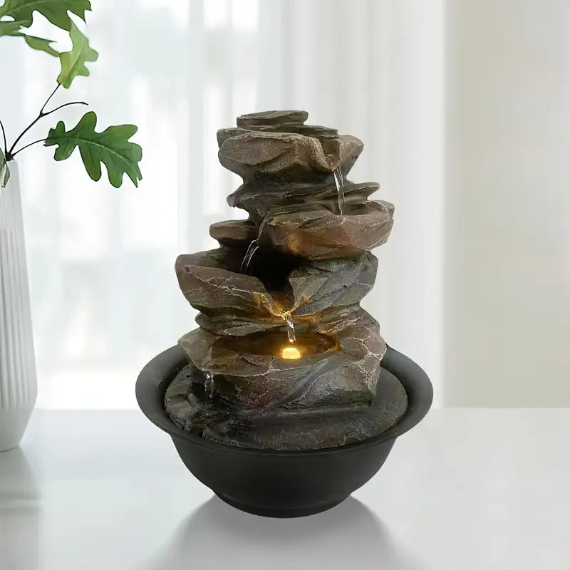 Fontaine de Table Zen avec Lumière LED – Élément Feng Shui pour Intérieur
