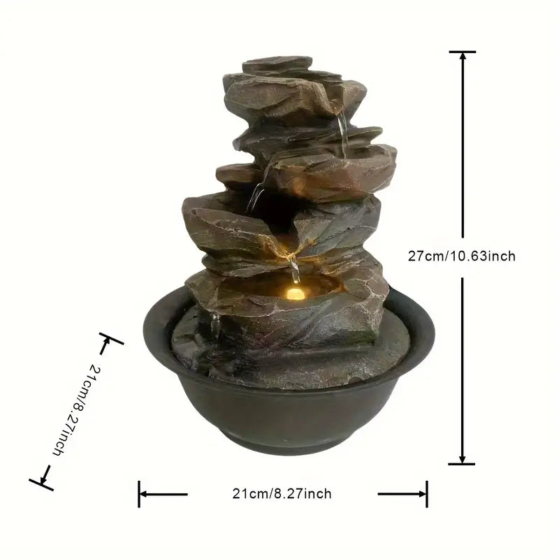 Fontaine de Table Zen avec Lumière LED – Élément Feng Shui pour Intérieur