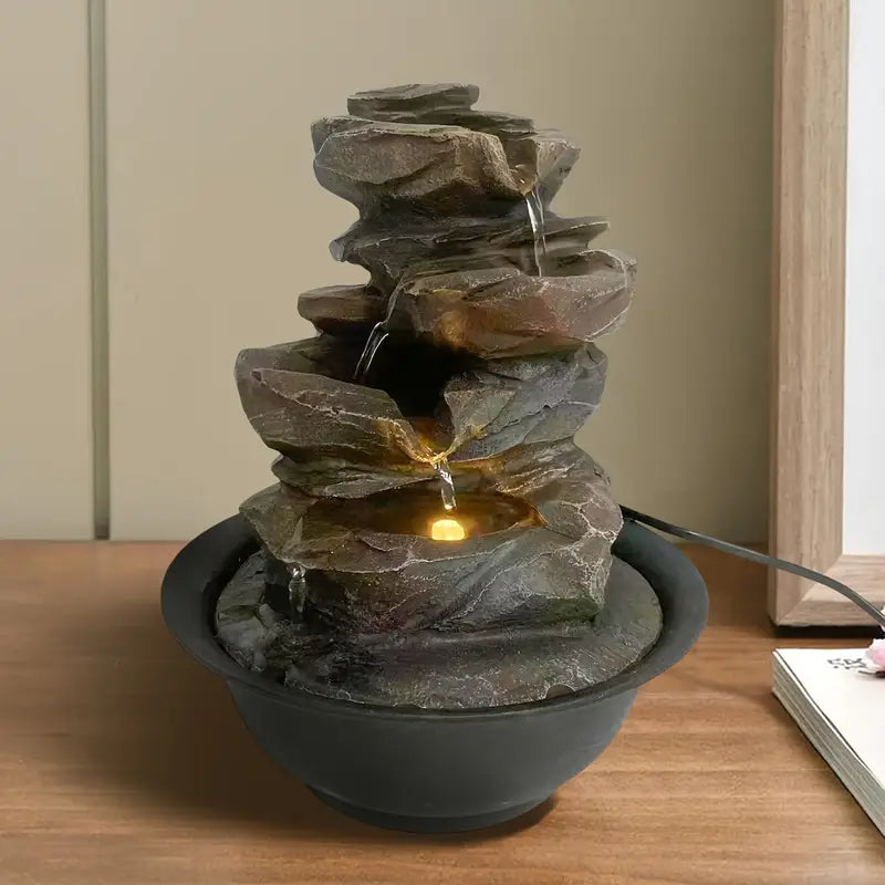 Fontaine de Table Zen avec Lumière LED – Élément Feng Shui pour Intérieur