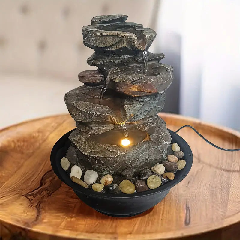 Fontaine de Table Zen avec Lumière LED – Élément Feng Shui pour Intérieur