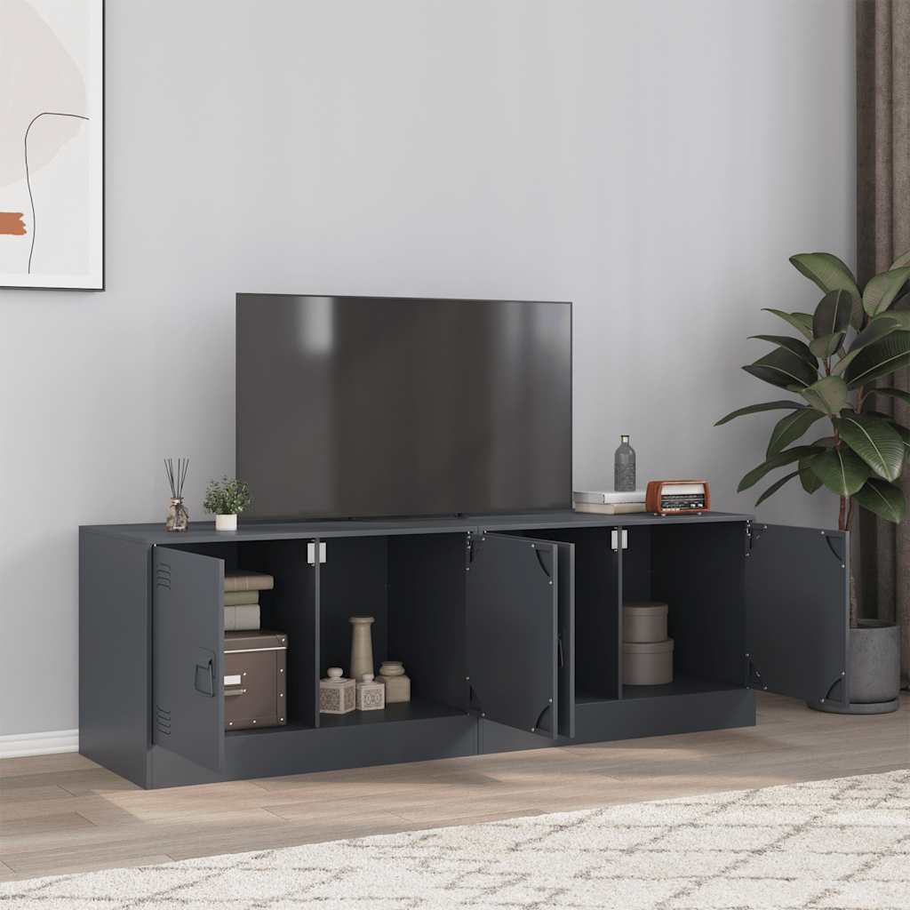 Meuble TV en Acier – 67x39x44 cm – Design Industriel et Compact