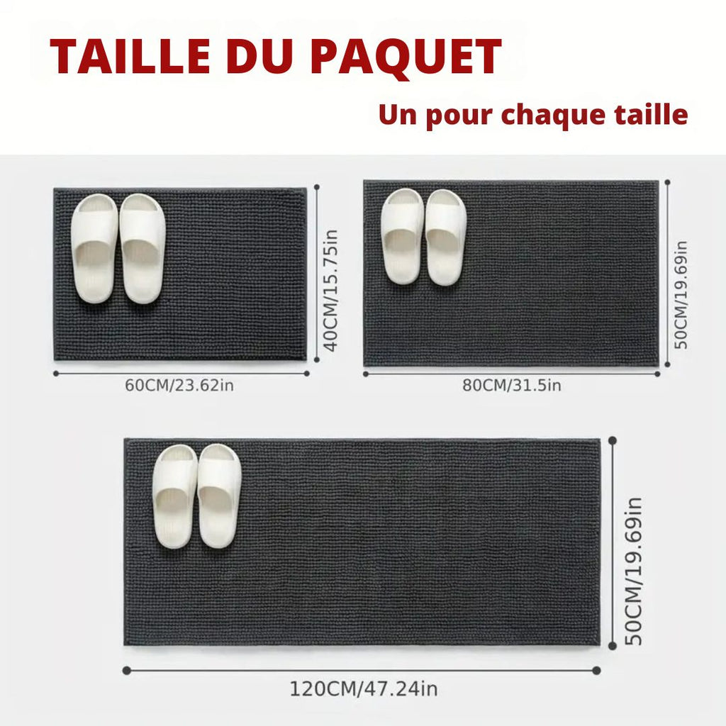 Ensemble de 3 Tapis de Salle de Bain en Chenille Épais