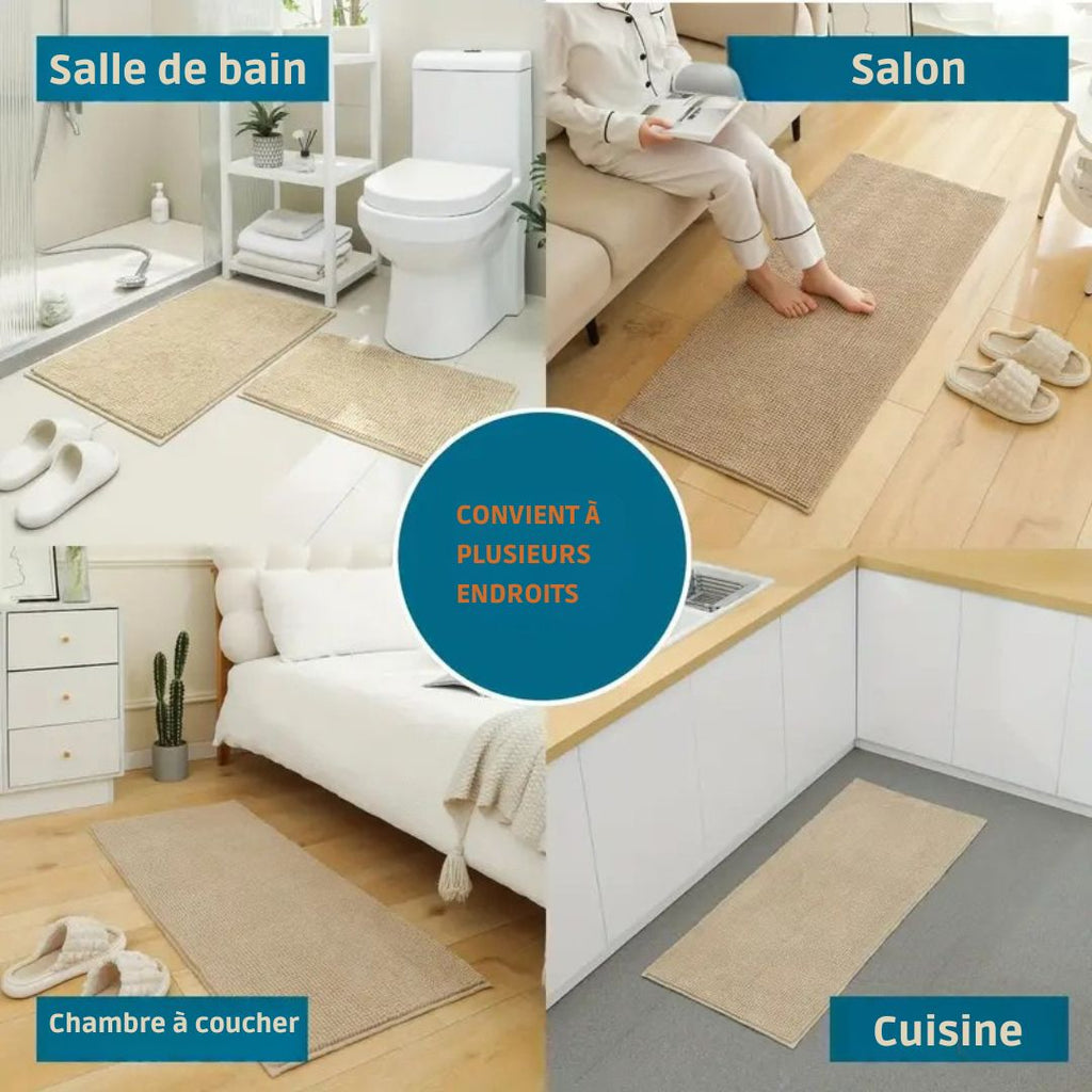 Ensemble de 3 Tapis de Salle de Bain en Chenille Épais