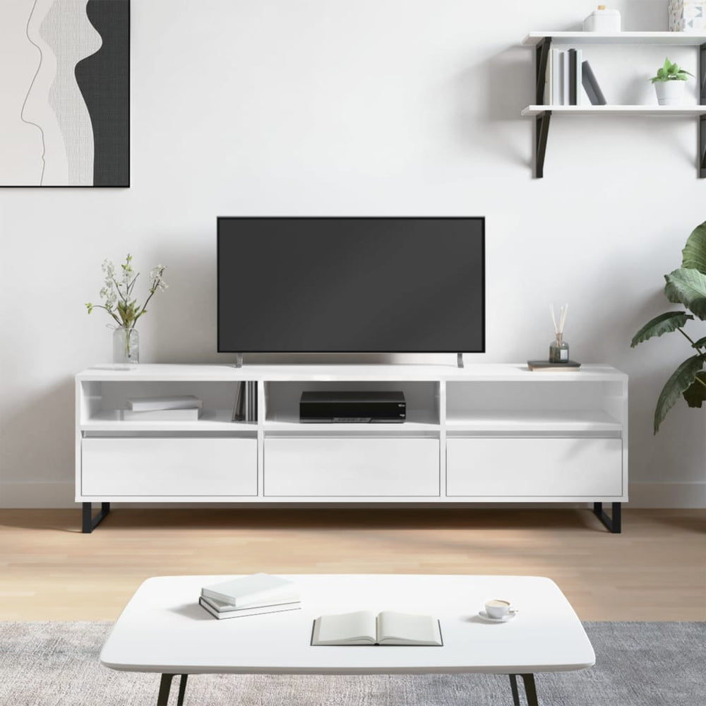 Meuble TV – 150 × 30 × 44,5 cm – 6 Compartiments, Pieds en Fer