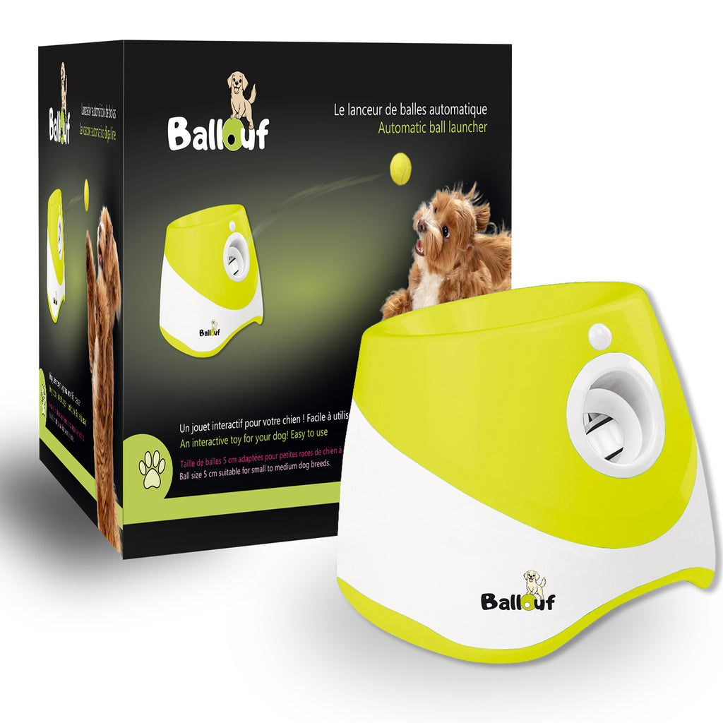 Lanceur De Balle Automatique Pour Chien - Avec 6 Balles - Distance Réglable 3/6/9m - Rechargeable USB - Pour Intérieur/extérieur