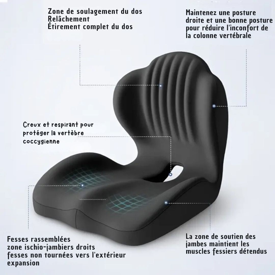 Coussin de soutien en mousse à mémoire de forme – Soutien Coccyx & Lombaires