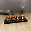 Decorative Candle Holder Set - Wooden Tray with Glass Candle Holder, Creative Design with Letters