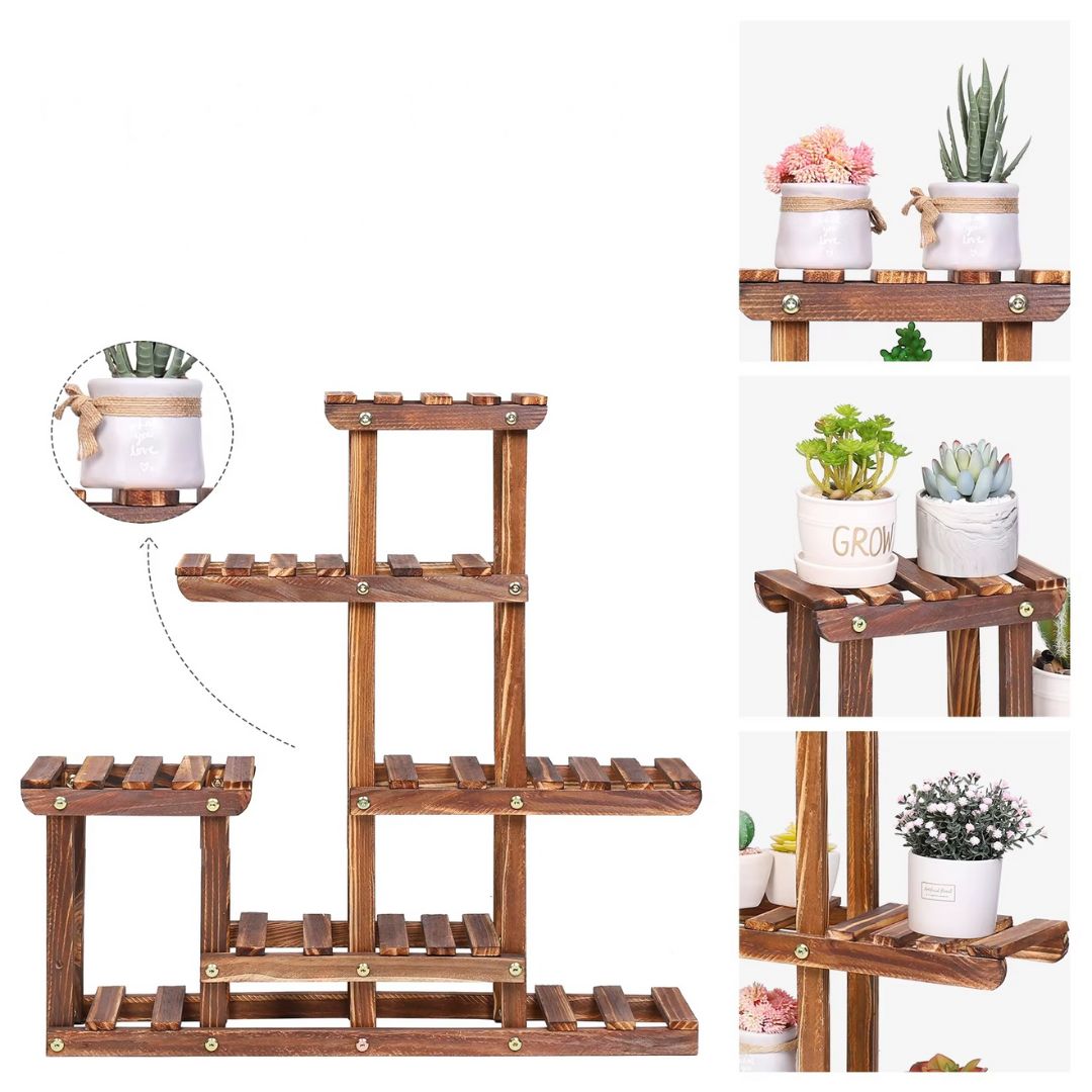 Étagère en Bois pour Plantes – Support d'Angle en Bois de Pin Massif
